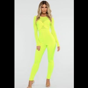 Fashion nova neon green jumpsuit